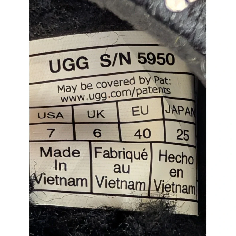 UGG Tasman Black Suede S/N 5950 Mens Slippers Size 7 Slip On Shoes‎